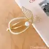 İnci Taşlı Balık Kuyruğu Metal Klipsli Topuz Tokası Gold - Yeni Sezon Kadın Kıstırmalı Saç Tokası