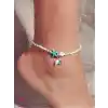 İncili Taşlı Deniz Kabuğu Ayarlanabilir Halhal - Yıldızlı Miyuki Boncuklu Ayak Bilekliği Plaj Takısı