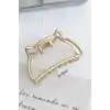 Kedi Model Kadın Gold Metal Mandal Toka - Orta Boy Sıkı Toplayan Lüks Mandal Saç Tokası
