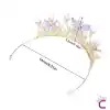 Kelebekli İncili Zirkon Taşlı Kız Çocuk Prenses Tacı Gold- Tiara Doğum Günü Parti Taç Saç Bandı Toka