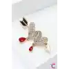 Kırmızı Zümrüt Taşlı Sallantılı Aşk Oklu Kalpli Kadın Broş - Hediyelik Sevgililer Günü Hediyesi Broş