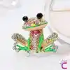 Kurbağa Tasarım Taşlı Kadın Broş - Sevimli Hediyelik Aksesuar Çanta Ceket Elbise Yaka İğnesi Broş