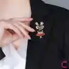 Lady Rabbit Özel Tasarım Taşlı Kadın Broş - Hediyelik Sevgiliye Kız Arkadaşa Eşe Ceket Yaka İğnesi