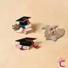 Mezuniyet Kepi Çiçek Kitap Tasarım Öğrenci Broş - Hediyelik Yaka Rozeti Arkadaşa Elbise Yaka İğnesi