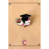 Mezuniyet Kepi Çiçek Kitap Tasarım Öğrenci Broş - Hediyelik Yaka Rozeti Arkadaşa Elbise Yaka İğnesi