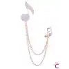 Müzik Notası Zirkon Taşlı Zincirli Broş Gold - Hediyelik Damat Yaka Zinciri Ceket Kıyafet İğnesi