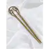 Oymalı Boho Tarz Metal Topuz Tokası 16cm - Antik Vintage Model Çubuk Saç Topuz Çubuğu