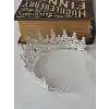 Özel Seri Zirkon İşlemeli Kristal Taşlı Prenses Gelin Tacı Gümüş - Kraliçe Helen Düğün Nişan Taç