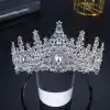 Özel Seri Zirkon İşlemeli Kristal Taşlı Prenses Gelin Tacı Gümüş - Kraliçe Helen Düğün Nişan Taç