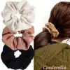 Pamuklu Yumuşak Kumaş Kadın Büyük Scrunchie Toka Siyah - Rahat Simit Lastik Saç Tokası