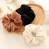 Pamuklu Yumuşak Kumaş Kadın Büyük Scrunchie Toka Siyah - Rahat Simit Lastik Saç Tokası