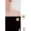 Papatya Çiçek Tasarım Broş - Hediyelik Elbise Çanta Şapka Ceket Aksesuar Kadın Yaka İğnesi Broşu