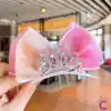 Pembe Tonlu Yıldızlı Zirkon Taşlı Kız Çocuk Prenses Tacı Pens Toka Parti Doğum Günü Taç Saç Tokası