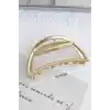 Pençe Model Kadın Gold Metal Mandal Toka - Orta Boy Sıkı Toplayan Lüks Mandal Saç Tokası