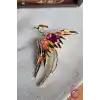 Phoenix Anka Kuşu Özel Tasarım Kristal Taşlı Unisex Broş - Hediyelik Elbise Ceket Yaka İğnesi Broşu
