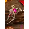 Phoenix Anka Kuşu Özel Tasarım Kristal Taşlı Unisex Broş - Hediyelik Elbise Ceket Yaka İğnesi Broşu