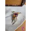 Phoenix Anka Kuşu Özel Tasarım Kristal Taşlı Unisex Broş - Hediyelik Elbise Ceket Yaka İğnesi Broşu
