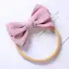 Rahat Çizgili Fiyonklu Yumuşak Bebek Bandana Pembe - Kız Çocuk Kurdeleli Yenidoğan Saç Bandanası