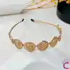 Relief Icon Figürlü Kadın Saç Tacı Gold Renk - Zarif Kadın Taç Saç Bandı
