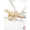 Sade Şık Klasik Model Gold Metal Kadın Mandal Toka 11.5cm- Hediyelik Zarif Mandallı Saç Topuz Tokası