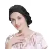 Sertifikalı %100 Saf İpek Saç Bonesi Siyah - Curly Hair Saç Bakım Güzellik Kırışma Uyku Bonesi