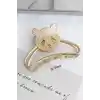Sevimli Panda Model Kadın Gold Metal Mandal Toka - Orta Boy Sıkı Toplayan Lüks Mandal Saç Tokası
