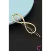 Sonsuzluk Simgeli Klipsli Kıstırmalı Toka 6 cm Gold Metal - Zarif Günlük Klips Yan Saç Tokası