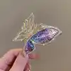 Taşlı Kelebek Kanat Dokulu Model Metal Mandal Toka Gold Renk - Trend Lüks Mandal Saç Tokası