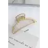 Yarım Ay Model Kadın Gold Metal Mandal Toka - Orta Boy Sıkı Toplayan Lüks Mandal Saç Tokası