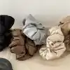 Yumuşak Saten Büyük Boy Pillow Scrunchie Toka Bej - Rahat Geniş Esnek Simit Lastikli Saç Tokası