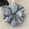 Yumuşak Saten Büyük Boy Pillow Scrunchie Toka Gri - Rahat Geniş Esnek Simit Lastikli Saç Tokası