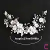 Zarif Beyaz Çiçekli İncili Gelin Tacı Gümüş - Helen Saç Bandı Topuz Tokası Düğün Nişan Aksesuarı