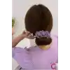 Zarif Chiffon Çiçekli Kadın Kolay Telli Saç Topuz Tokası Lila - Sihirli Pratik Saç Toplama Aparatı