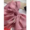 Zarif Kadın Saten Büyük Fiyonk Otomatik Toka Pembe - Kurdele Fiyonklu Klipsli Saç Tokası