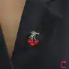 Zarif Kiraz Tasarım Kadın Broş - Hediyelik Çiçek Aksesuar Elbise Çanta Ceket Yaka İğnesi Broş Rozeti