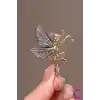 Zarif Melek Kelebek Kanatlı Tasarım Kadın Broş - Hediyelik Elbise Ceket Taşlı Yaka İğnesi Broşu