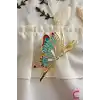 Zarif Mineli Kelebek Metal Kadın Mandal Toka 11cm - Kelebekli Mandallı Saç Topuz Tokası Hediyelik