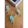 Zarif Mineli Kelebek Metal Kadın Mandal Toka 11cm - Kelebekli Mandallı Saç Topuz Tokası Hediyelik