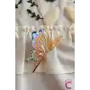 Zarif Mineli Kelebek Metal Kadın Mandal Toka 11cm - Kelebekli Mandallı Saç Topuz Tokası Hediyelik
