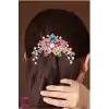 Zarif Rhine-Stone Kristal Taşlı Taraklı Saç Topuz Tokası Renkli - Düğün Nişan Nikah Kına Tarak Toka