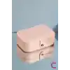 Zarif Takı Mücevher Saklama Kutusu 16x12cm Deri Pembe - Bölmeli Küpe Yüzük Kolye Kutusu Organizer