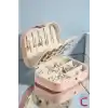 Zarif Takı Mücevher Saklama Kutusu 16x12cm Deri Pembe - Bölmeli Küpe Yüzük Kolye Kutusu Organizer