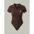 Kahverengi Polo Yaka Fitilli Likralı Premium Zıbın