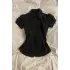 Siyah Vintage Mini Puff Sleeve Goth Y2K Kısa Kollu Gömlek