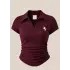 Bordo Polo Yaka Fitilli Likralı Bluz