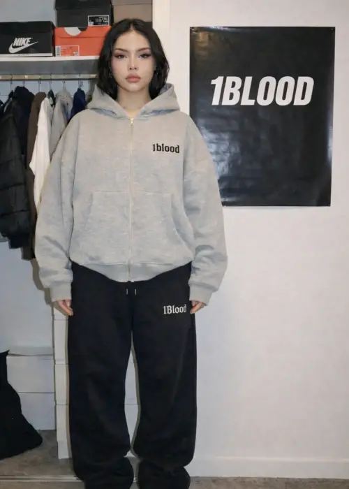 1BLOOD Eşofman Altı Nakışlı Premium Ayarlanabilir Paça Oversize Eşofman Altı