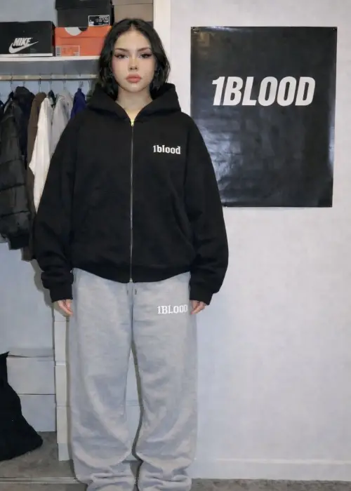1BLOOD Eşofman Altı Nakışlı Premium Ayarlanabilir Paça Oversize Eşofman Altı