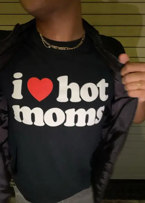 Siyah I Hot Moms Baskılı Crop