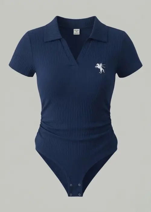 Lacivert Polo Yaka Fitilli Likralı Premium Zıbın