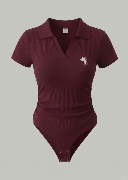 Bordo Polo Yaka Fitilli Likralı Premium Zıbın